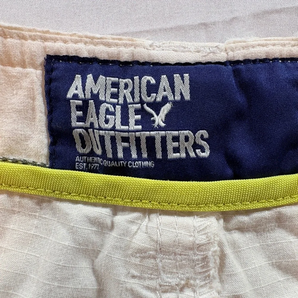 American Eagle Cargo Shorts Mens 26 Off White Ripstop Cotton Utility Skater Y2K